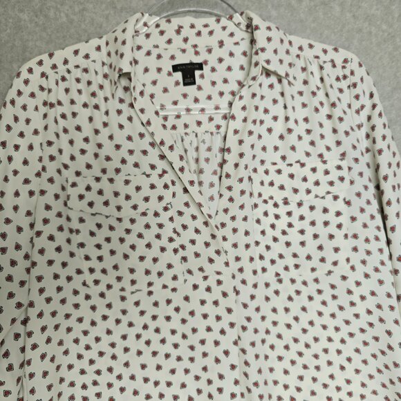 Ann Taylor Women S Long Sleeve Heart Print Pull Over Blouse Shirt Office Career - Picture 3 of 9